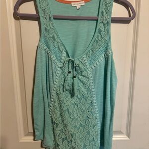 Coco + Jaimeson Mint Lace Detail Tank‎ Top Size Large